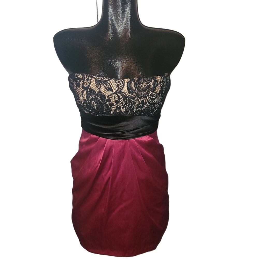 G.L.A.M Pink & Black Strapless Party Dress Size S